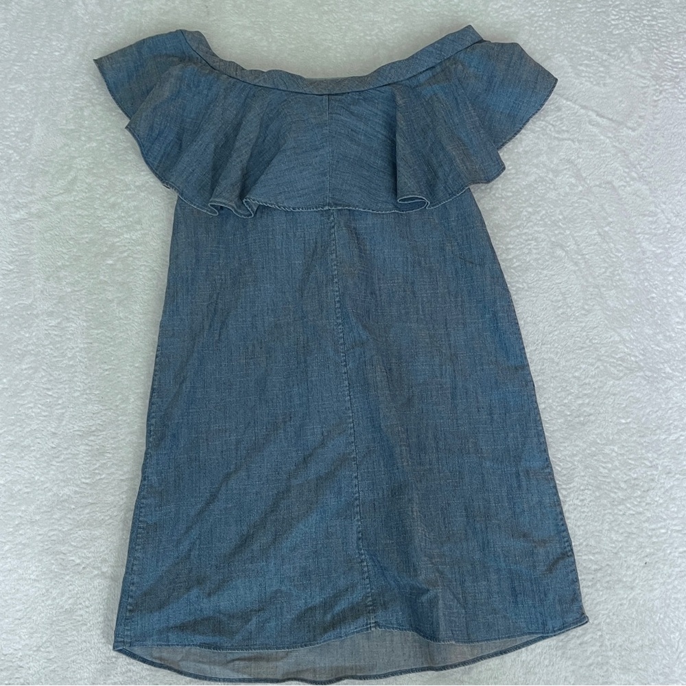Alice + Oliva Alexia Off the Shoulder Ruffle Halter Mini Chambray Dress Small - Picture 15 of 15